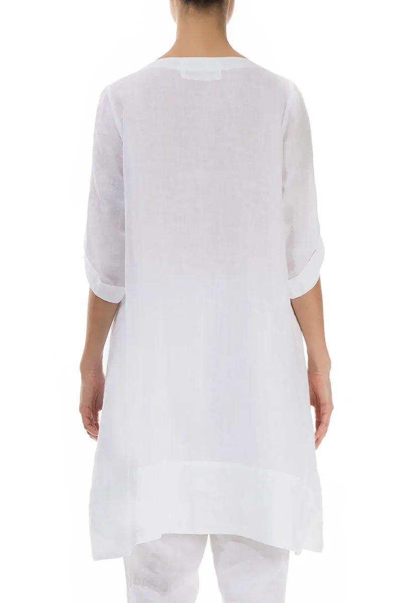 Adjustable Sleeves White Linen Tunic