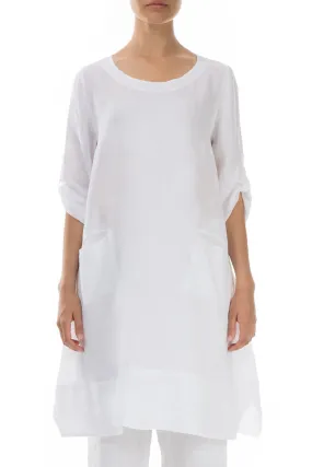 Adjustable Sleeves White Linen Tunic