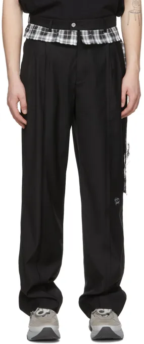 C2H4 Black 'My Own Private Planet' Raw Edge Tailored Trousers