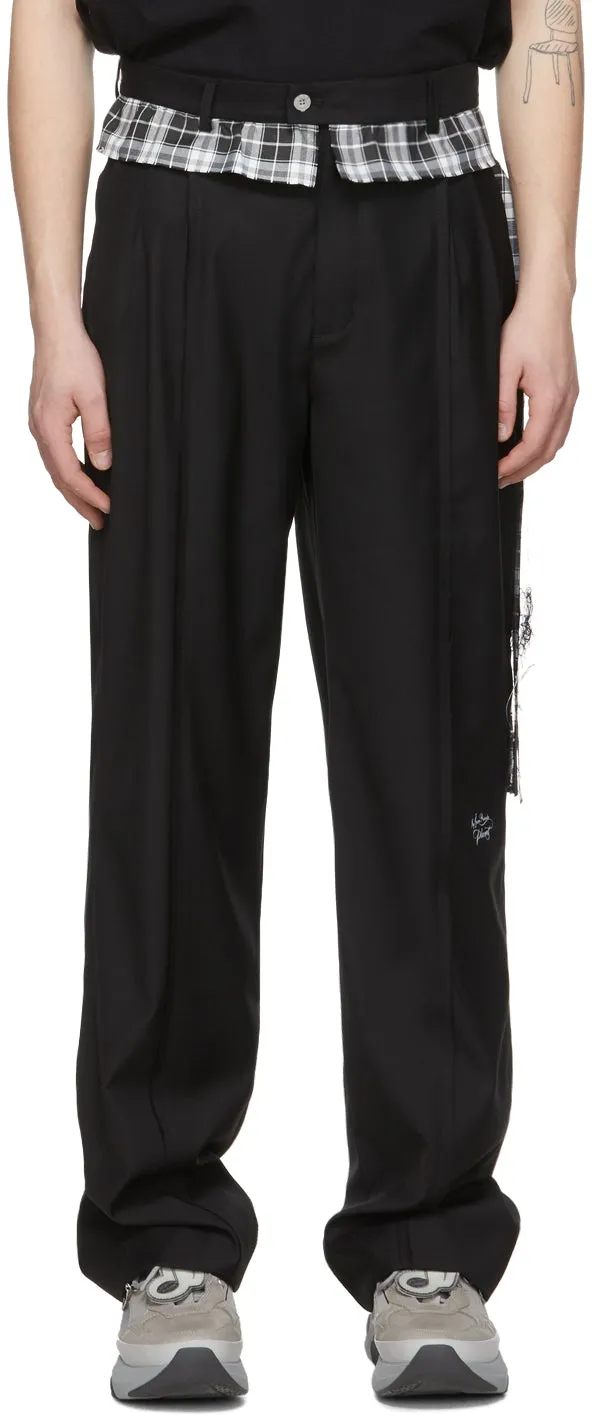 C2H4 Black 'My Own Private Planet' Raw Edge Tailored Trousers
