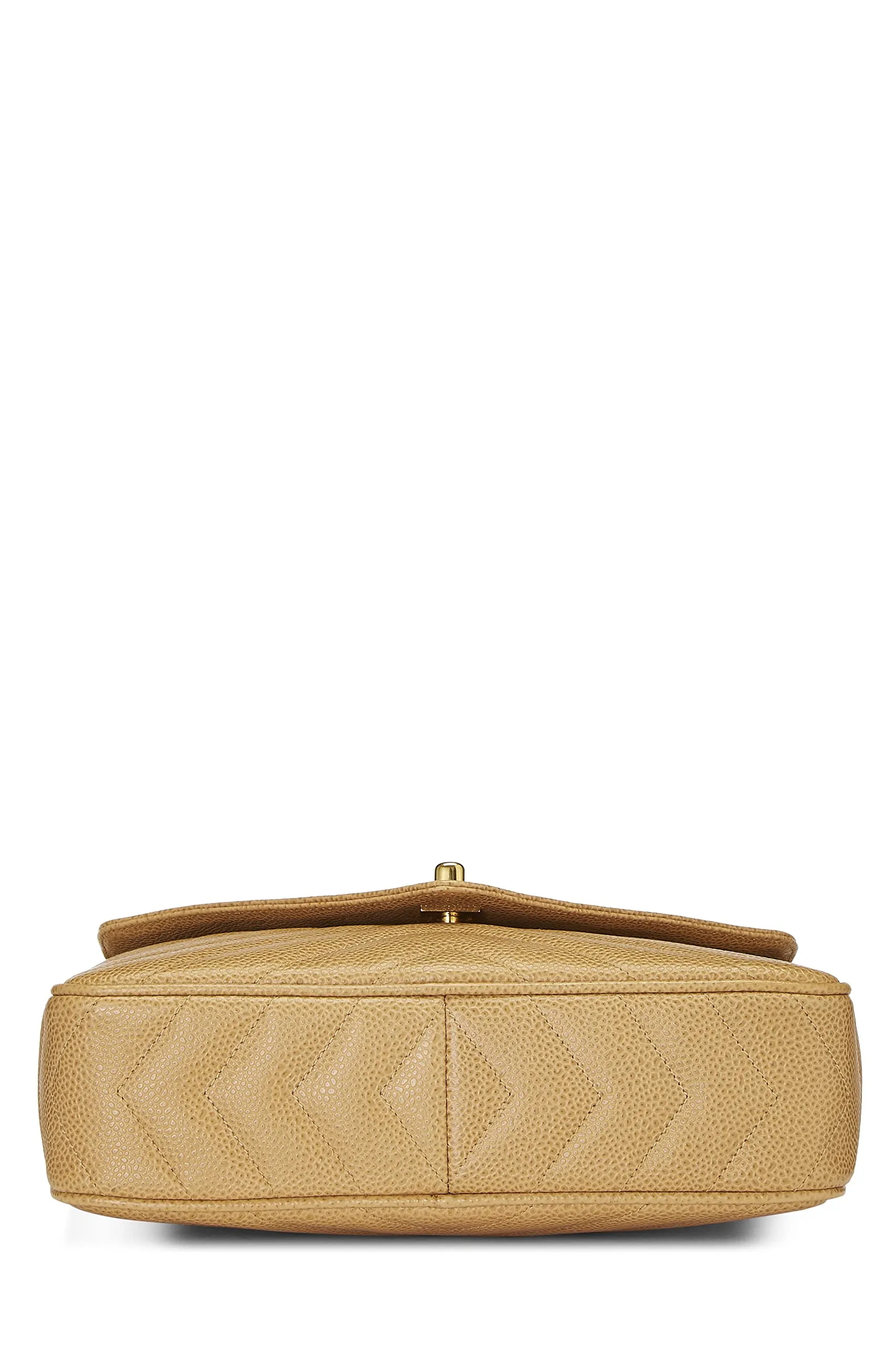 Chanel,  Beige Chevron Caviar Pocket Camera Bag Medium, Beige