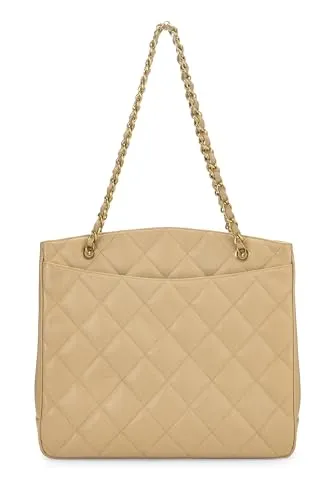 Chanel,  Beige Quilted Caviar 'CC' Turnlock Tote Large, Beige