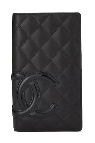 Chanel,  Black Quilted Calfskin Cambon Ligne Long Wallet, Black