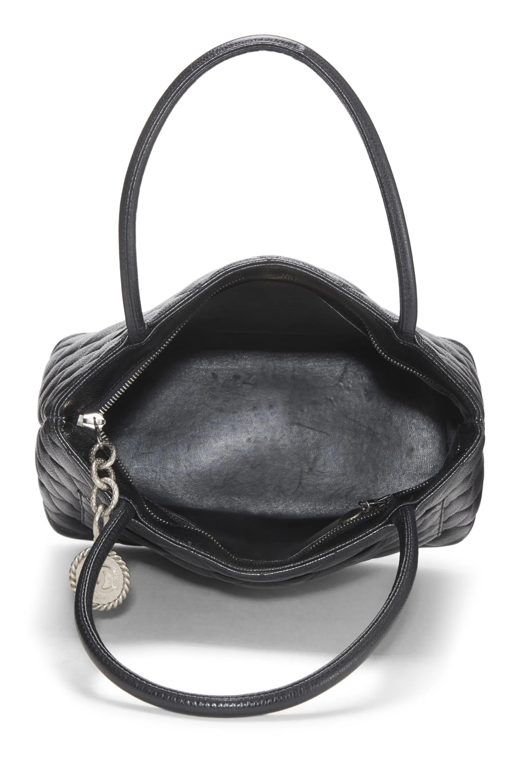 Chanel,  Black Quilted Caviar Medallion Tote, Black