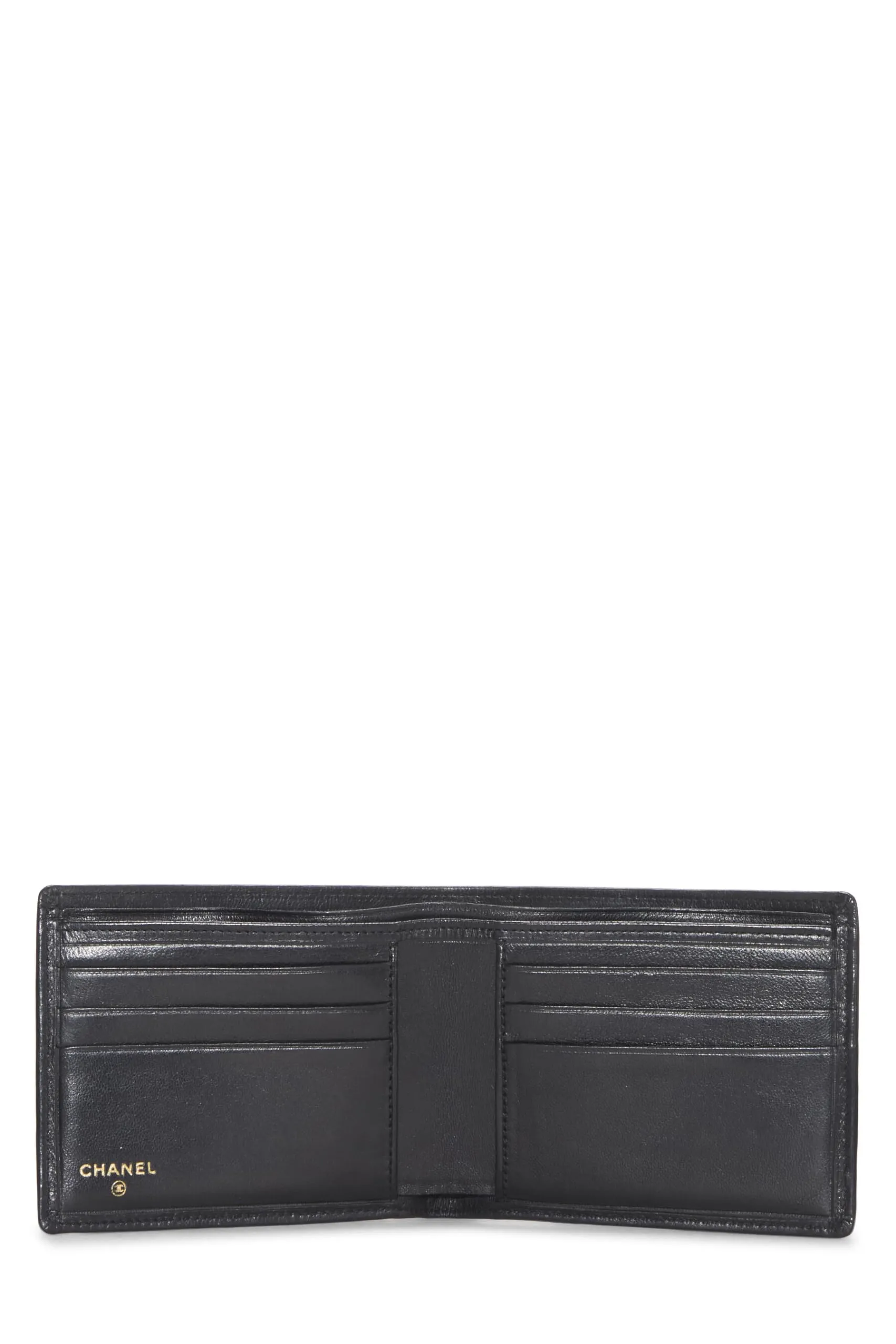 Chanel,  Black Quilted Lambskin Bifold Wallet, Black
