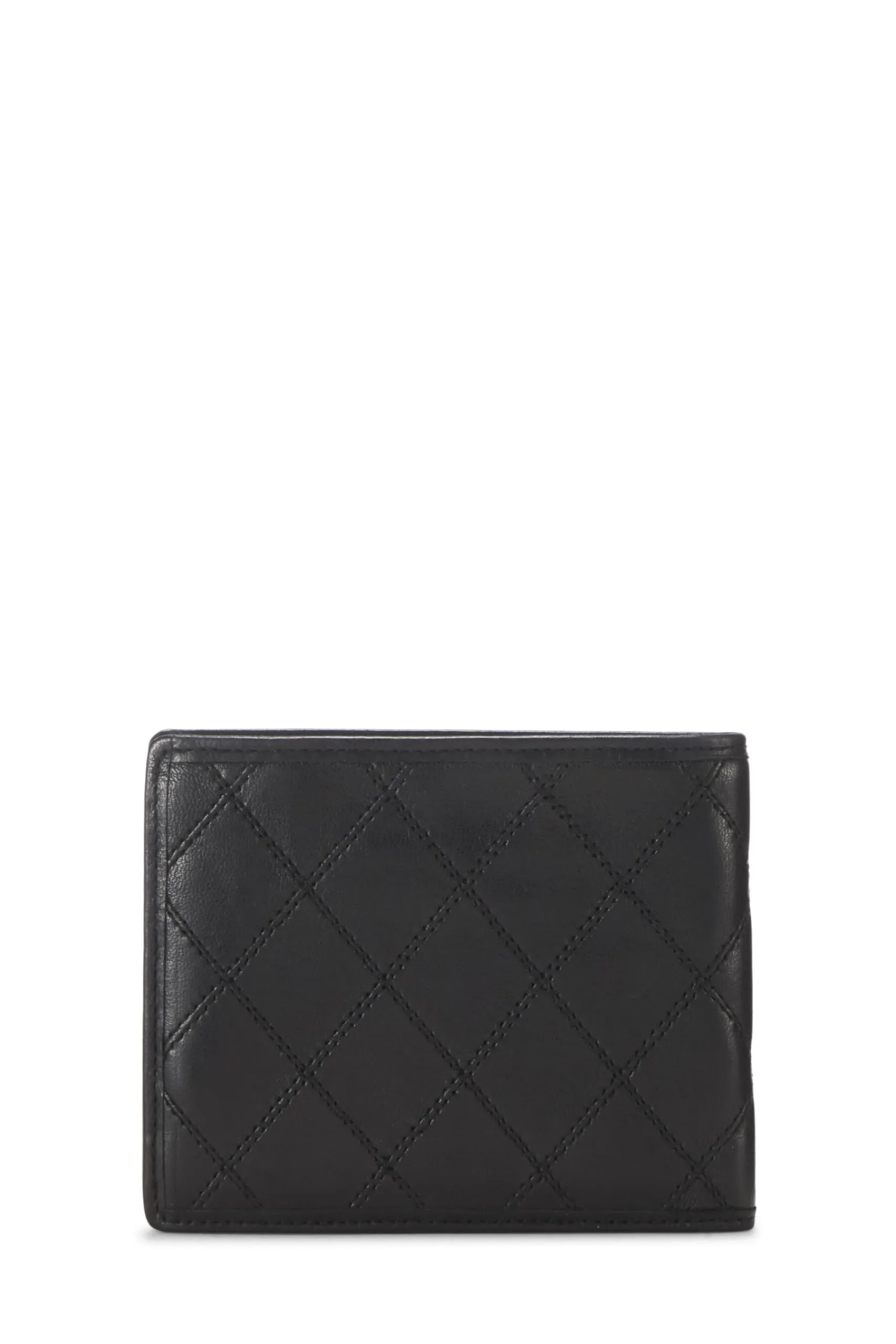 Chanel,  Black Quilted Lambskin Bifold Wallet, Black