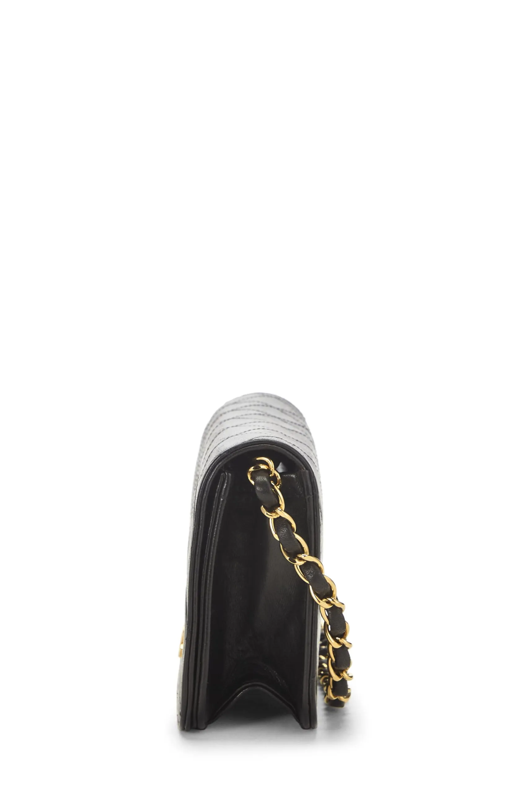 Chanel,  Black Quilted Lambskin Snap Full Flap Mini, Black