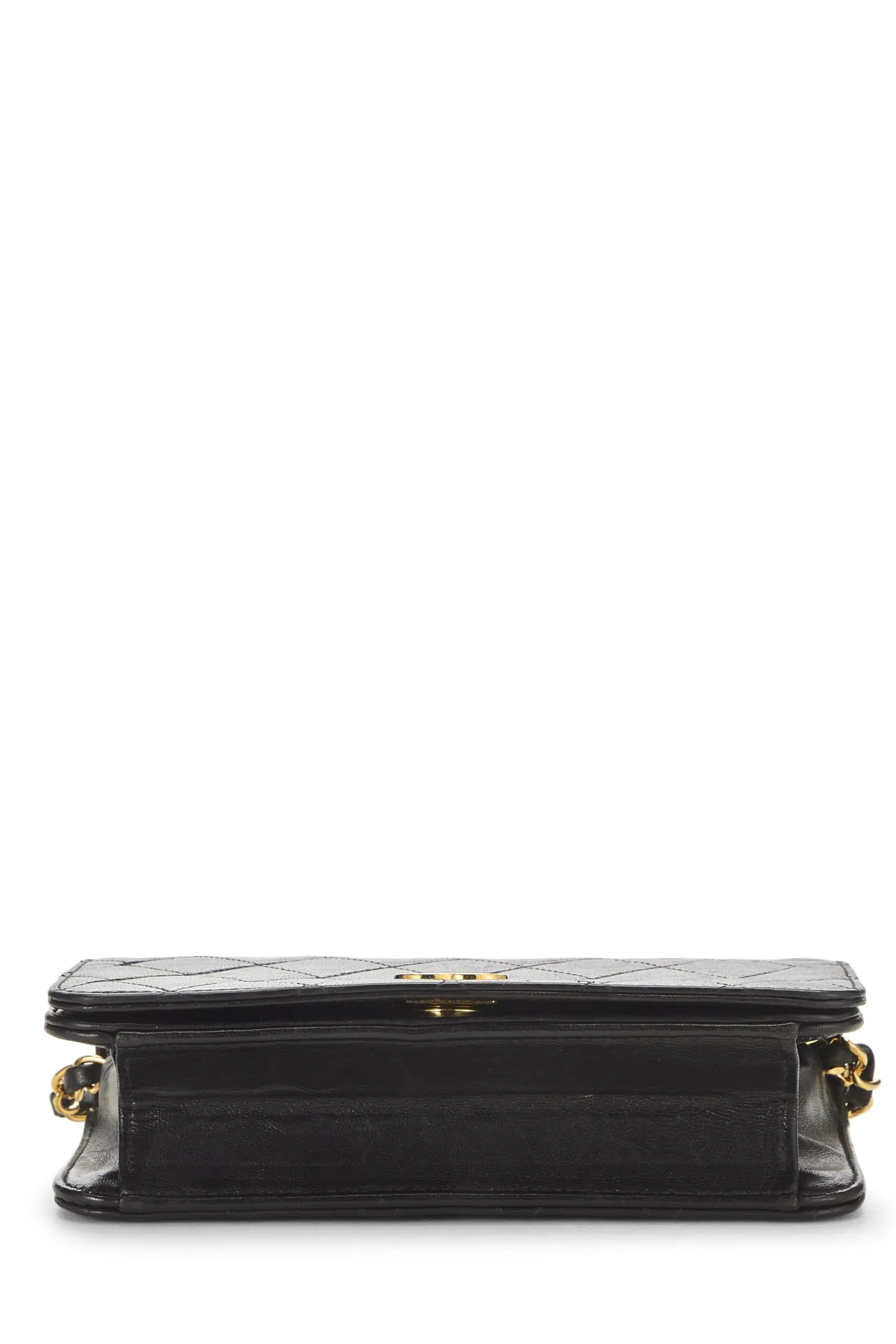 Chanel,  Black Quilted Lambskin Snap Full Flap Mini, Black