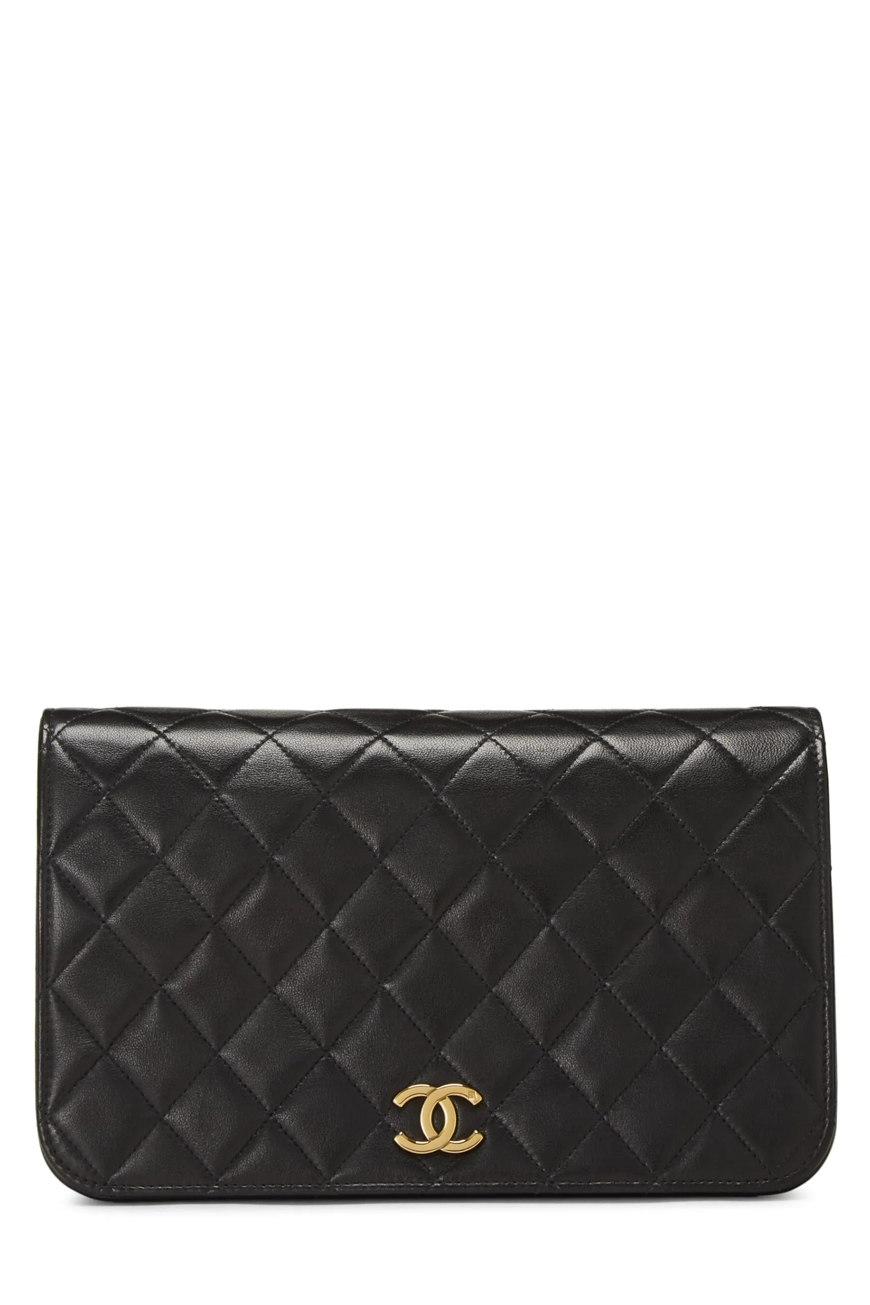Chanel,  Black Quilted Lambskin Snap Full Flap Small, Black