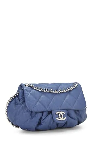 Chanel,  Blue Quilted Calfskin Chain Around Shoulder Bag, Blue