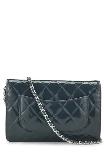 Chanel,  Blue Quilted Patent Leather Wallet on Chain (WOC), Blue