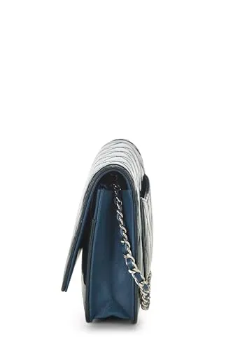 Chanel,  Blue Quilted Patent Leather Wallet on Chain (WOC), Blue