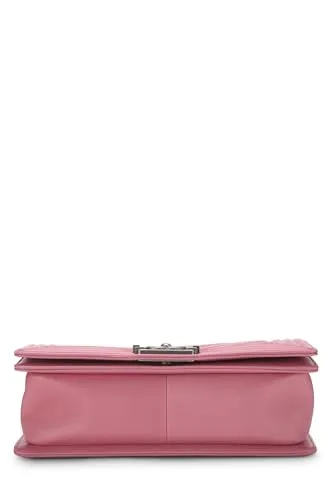 Chanel,  Pink Chevron Calfskin Boy Bag Medium, Pink