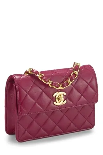 Chanel,  Pink Quilted Lambskin Half Flap Micro, Pink