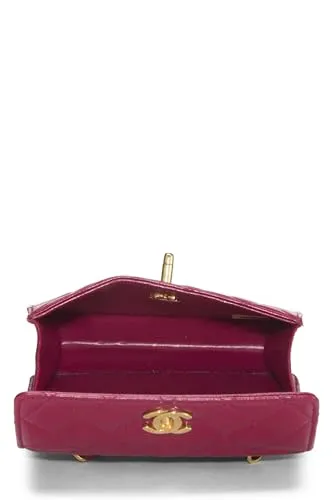 Chanel,  Pink Quilted Lambskin Half Flap Micro, Pink