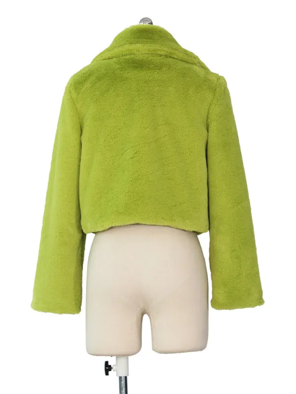 Cozy Open Front Crop Plush Jacket for Every Event