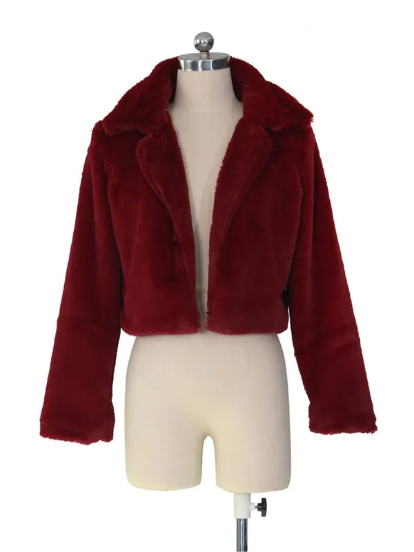 Cozy Open Front Crop Plush Jacket for Every Event