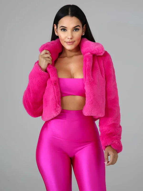 Cozy Open Front Crop Plush Jacket for Every Event