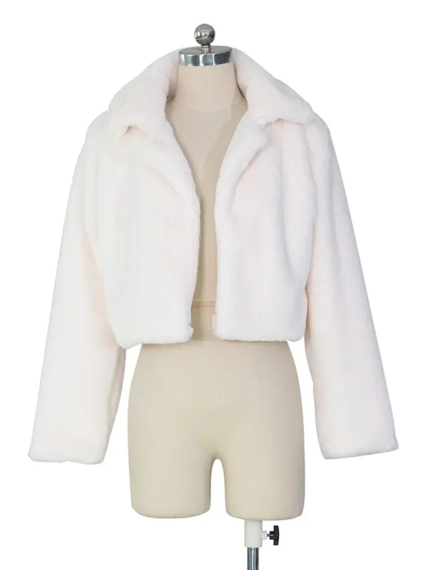 Cozy Open Front Crop Plush Jacket for Every Event