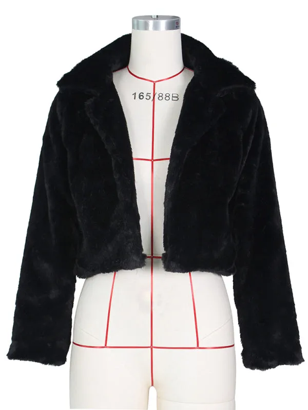 Cozy Open Front Crop Plush Jacket for Every Event