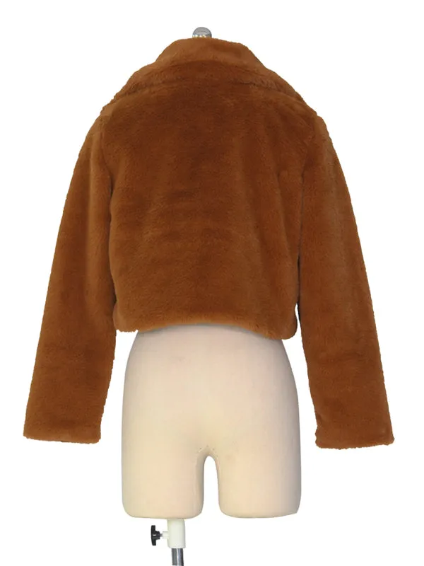 Cozy Open Front Crop Plush Jacket for Every Event
