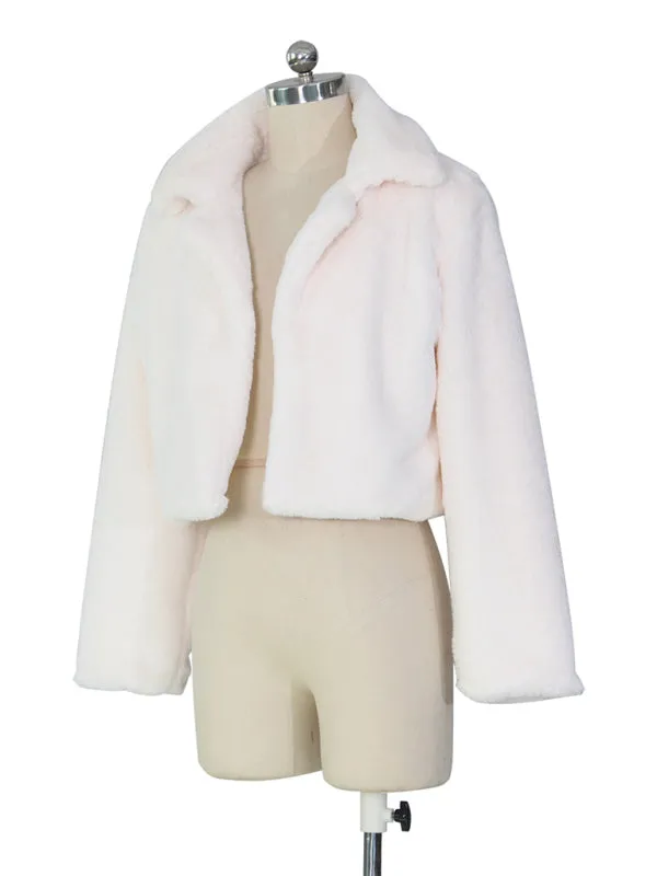 Cozy Open Front Crop Plush Jacket for Every Event