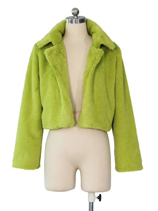 Cozy Open Front Crop Plush Jacket for Every Event
