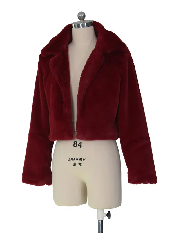 Cozy Open Front Crop Plush Jacket for Every Event
