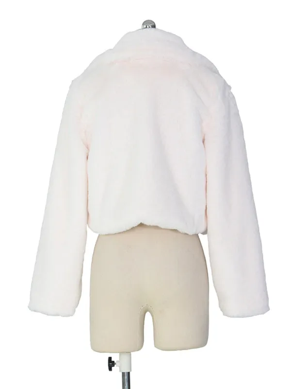 Cozy Open Front Crop Plush Jacket for Every Event