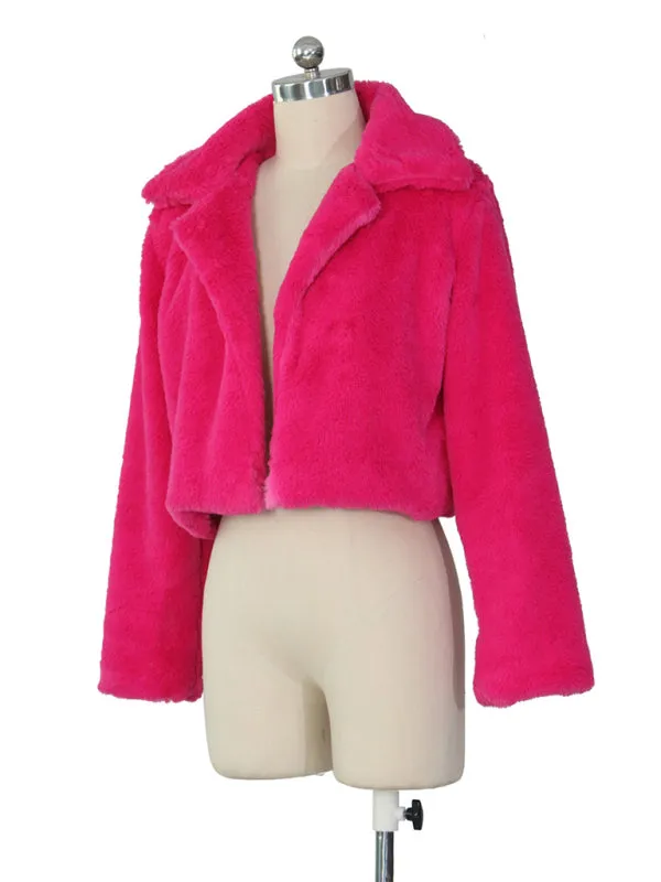 Cozy Open Front Crop Plush Jacket for Every Event