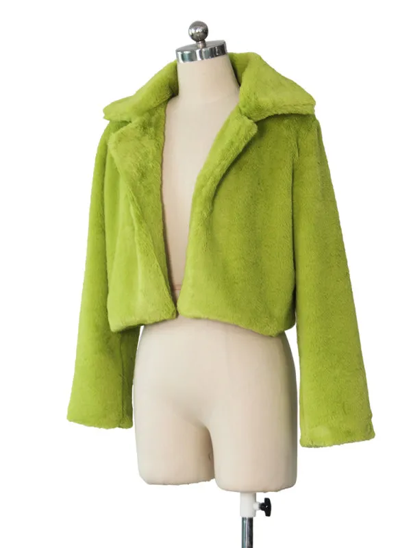 Cozy Open Front Crop Plush Jacket for Every Event