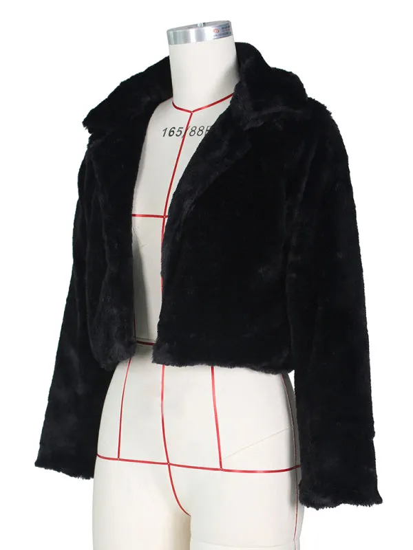 Cozy Open Front Crop Plush Jacket for Every Event