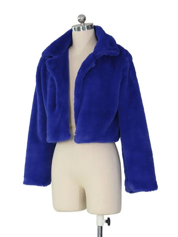 Cozy Open Front Crop Plush Jacket for Every Event