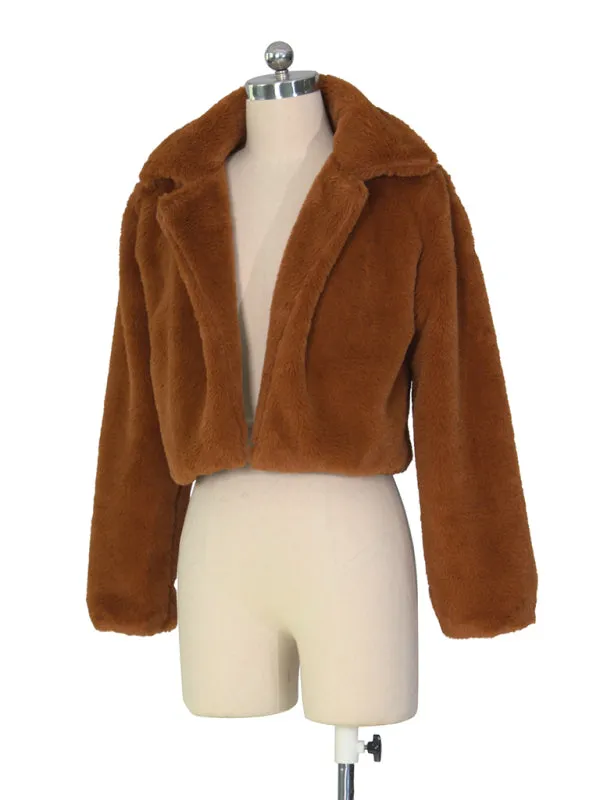 Cozy Open Front Crop Plush Jacket for Every Event