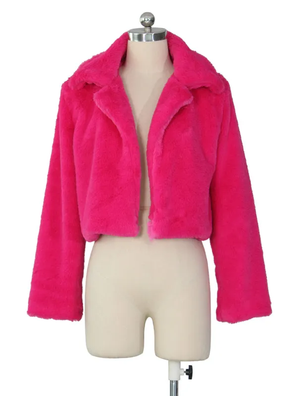 Cozy Open Front Crop Plush Jacket for Every Event