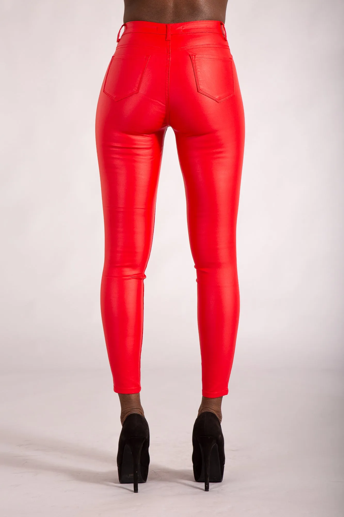 CrimsonLuxe Faux Leather Leggings – Red
