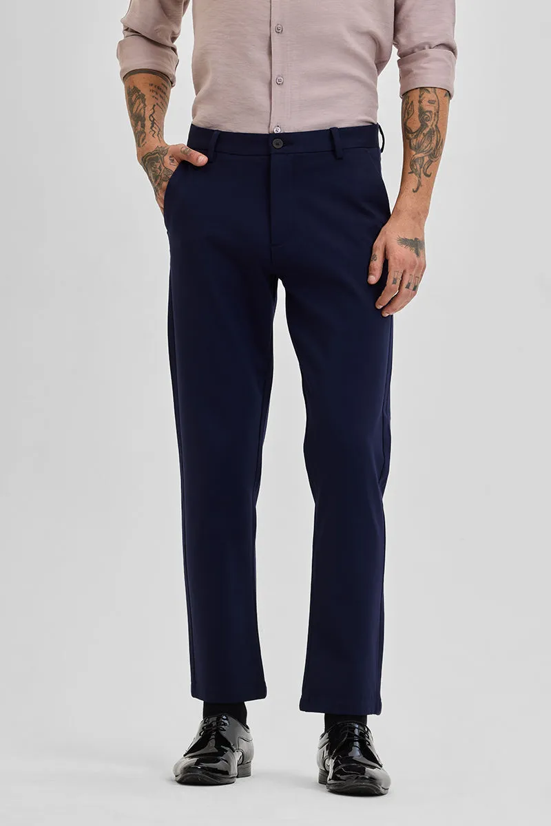 Dark Blue Stretch Slim Fit Trousers