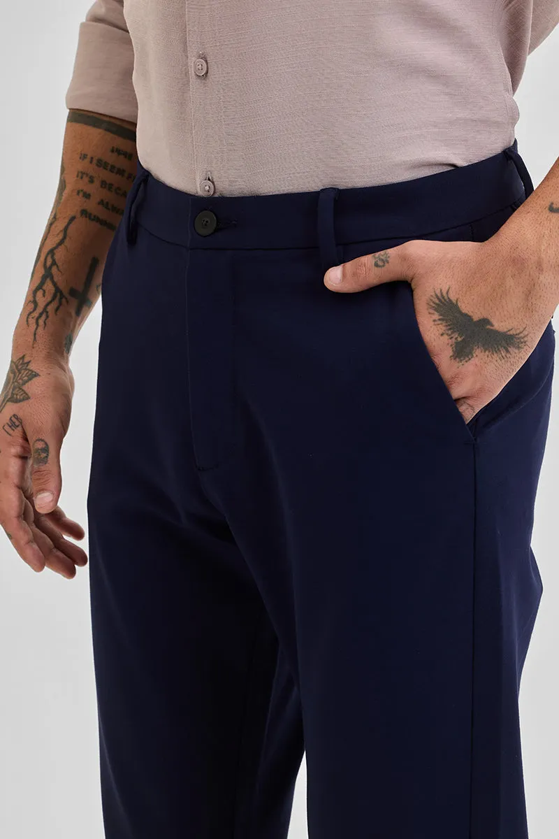Dark Blue Stretch Slim Fit Trousers