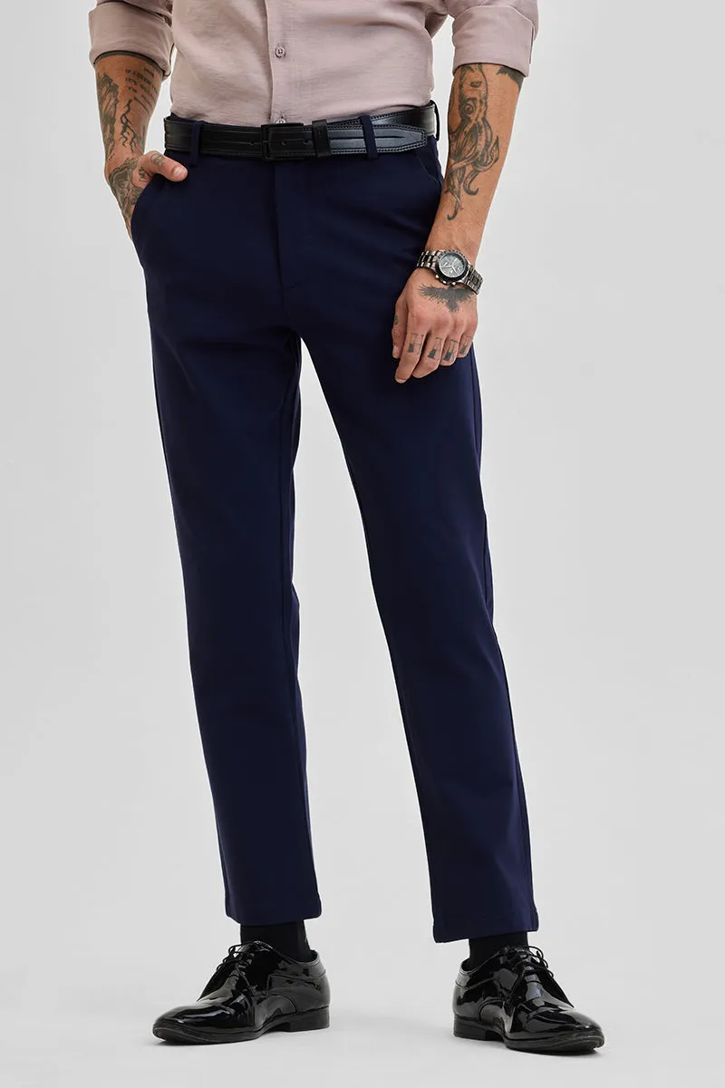 Dark Blue Stretch Slim Fit Trousers