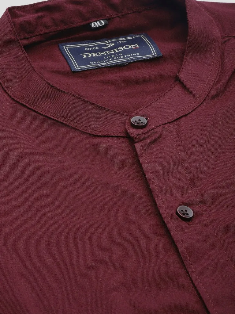 DENNISON Men Maroon Smart Slim Fit Water & Stain Repellent Solid Casual Shirt