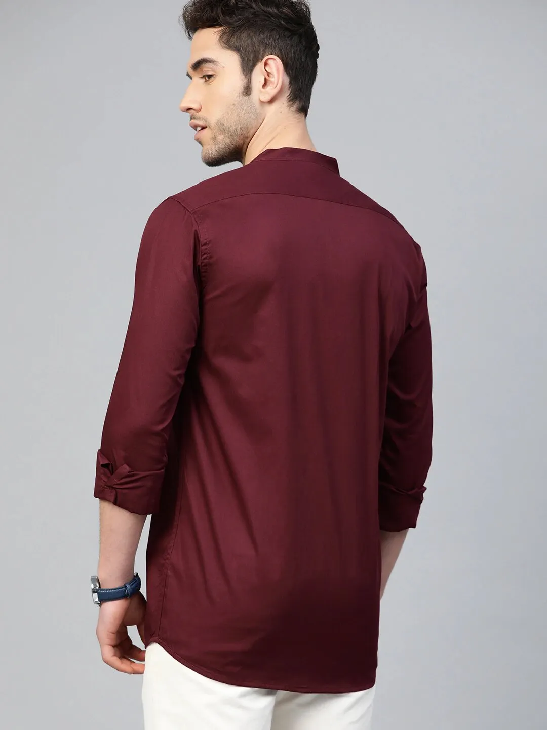 DENNISON Men Maroon Smart Slim Fit Water & Stain Repellent Solid Casual Shirt