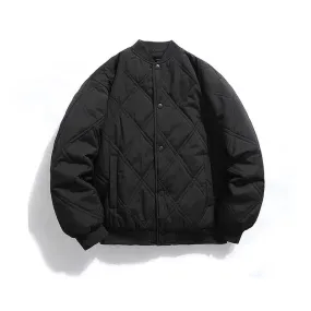 Diamond Checkered Quilted Baseball Jacket