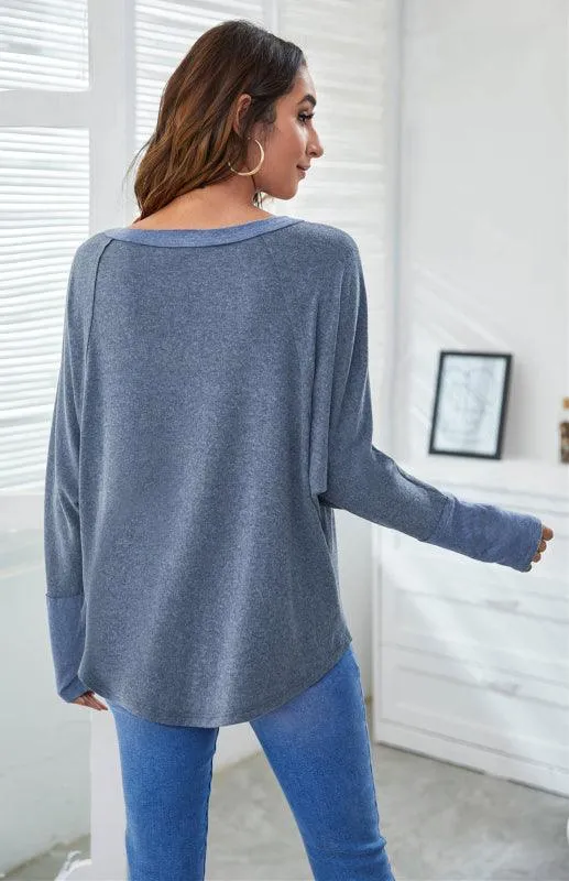 Elegant Batwing Sleeve Cotton Tunic for Women - Stylish Loose Fit Top for Spring-Summer