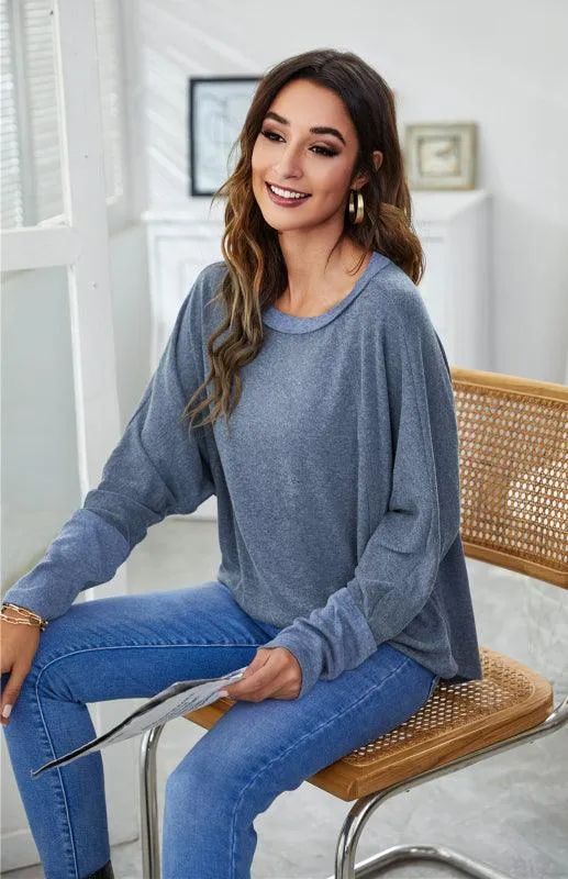 Elegant Batwing Sleeve Cotton Tunic for Women - Stylish Loose Fit Top for Spring-Summer