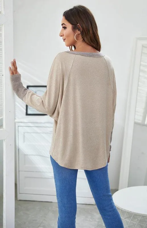 Elegant Batwing Sleeve Cotton Tunic for Women - Stylish Loose Fit Top for Spring-Summer