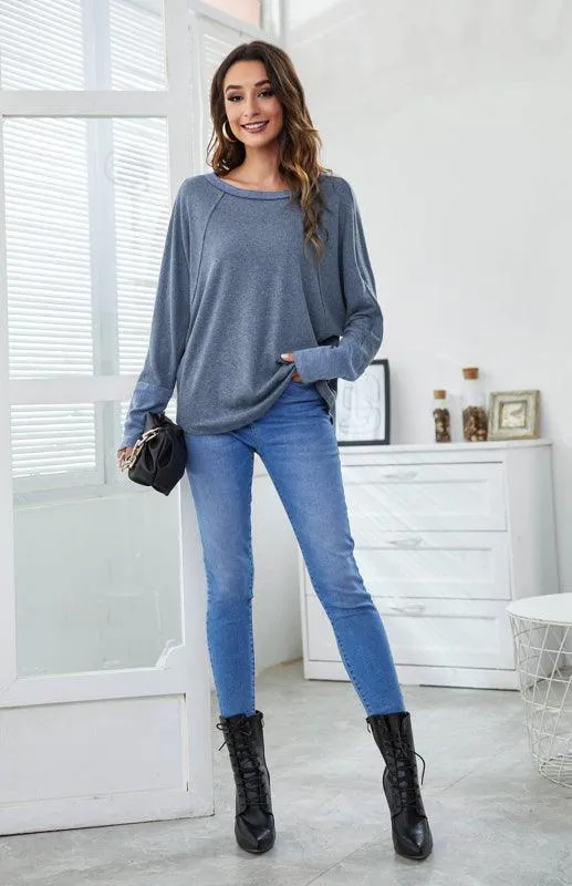 Elegant Batwing Sleeve Cotton Tunic for Women - Stylish Loose Fit Top for Spring-Summer
