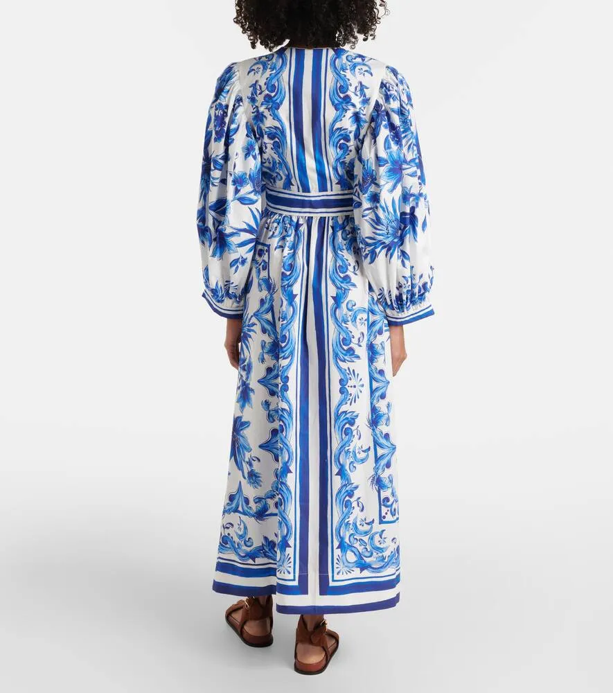 Farm Rio Garden Tiles cotton shirt dress