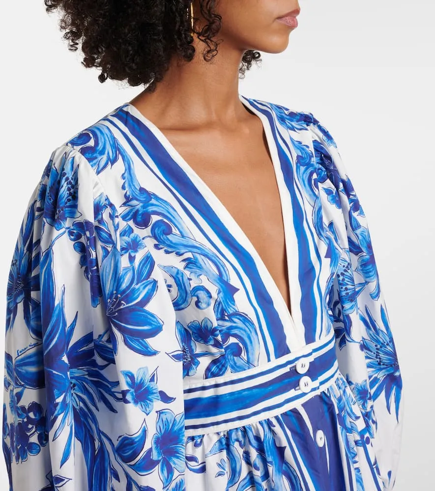 Farm Rio Garden Tiles cotton shirt dress