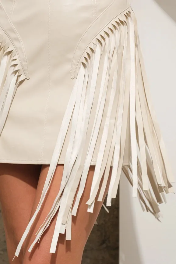 Faux Leather Buckle Back Tube Dress STONE