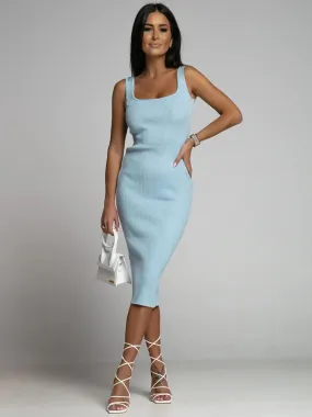 Girlary 2024 New Summer Simple Solid Color Sleeveless U Collar Bag Hip Pit Strip Dress Summer Dress
